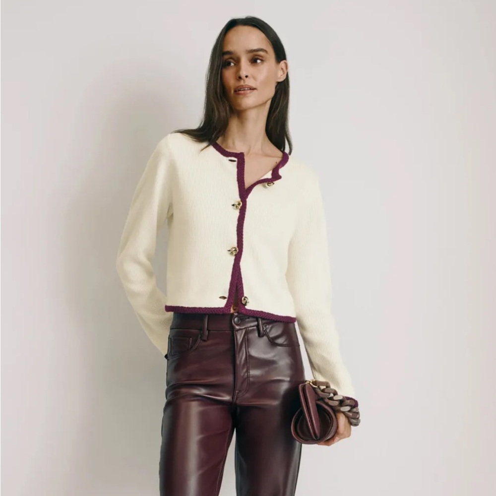 Derek Lam 10 Crosby x RTR Contrast Piping Cardigan, Size: XS - Picture 1 of 13